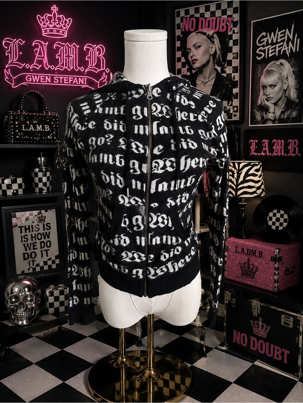L.A.M.B. Vintage authentic lyric cashmere hoodie rare has flaws